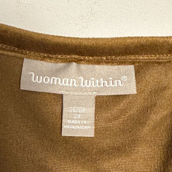 NWT Woman Within Velour Plush Tunic Toffee Brown Comfy Sweatshirt Soft 2X 26/28 - Picture 4 of 10